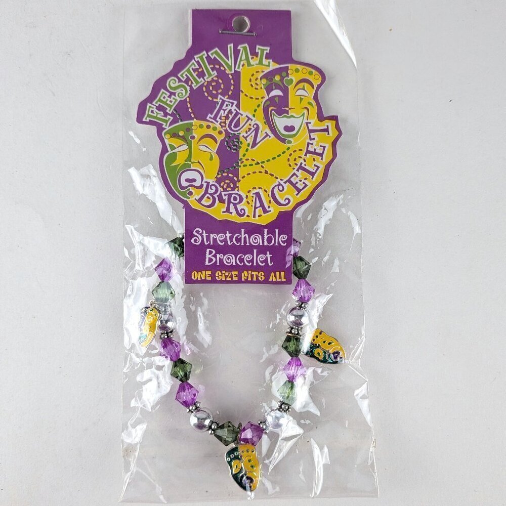 NEW Mardi Gras Stretch Bracelet - Masks